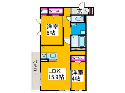 エヌ プレミール(2LDK/2階)の間取り写真