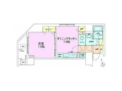 銀座レジデンス参番館(1DK/3階)の間取り写真