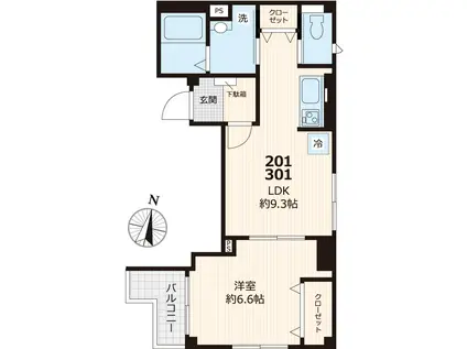 東京メトロ丸ノ内線 新大塚駅 徒歩7分 3階建 築6年(1LDK/3階)の間取り写真