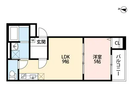 KOKORO(1LDK/1階)の間取り写真