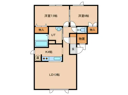 ノースフォート(2LDK/1階)の間取り写真