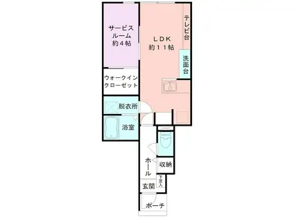 BUENA平島(1LDK/1階)の間取り写真