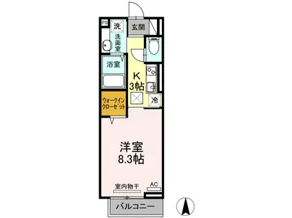 シュトラール(1K/1階)の間取り写真