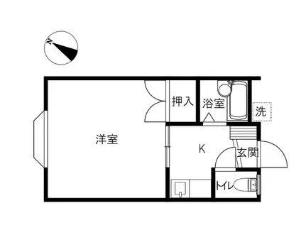 ヴィフォーレ若松(1K/2階)の間取り写真