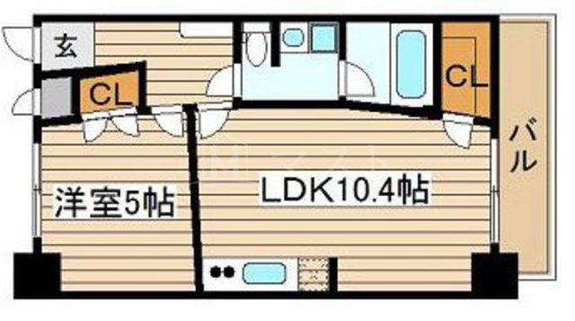 URBAN FLATS中之島(1LDK/6階)の間取り写真