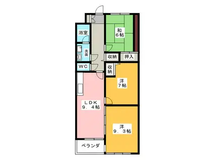 ソレイユ谷原(3LDK/3階)の間取り写真