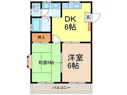 マイキャッスルパートV(2DK/2階)の間取り写真