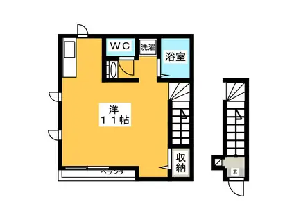 エスポワール1(ワンルーム/2階)の間取り写真