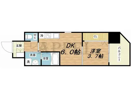 ビガーポリス412天満2丁目II(1DK/8階)の間取り写真