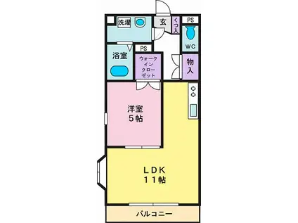 メゾンドゥクロシェット(1LDK/1階)の間取り写真