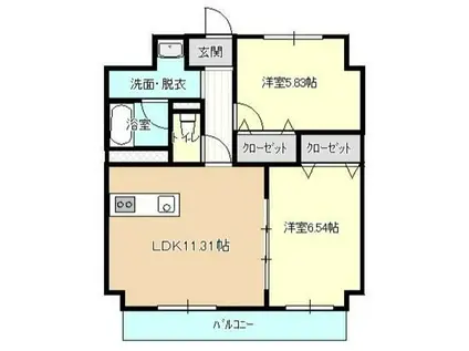 GRANP(2LDK/4階)の間取り写真