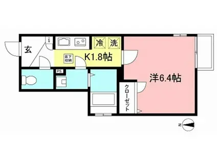 ヴァンサンク(1K/1階)の間取り写真