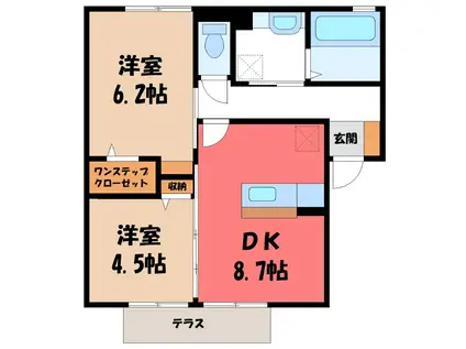 エルハーベン(2DK/1階)の間取り写真