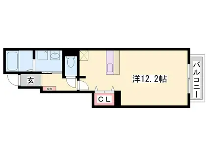 ラフレシール(1K/1階)の間取り写真