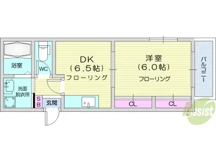 510-BOCO(1DK/1階)の間取り写真