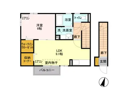 プラシードII(1LDK/2階)の間取り写真