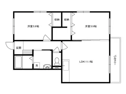 リフージュI(2LDK/3階)の間取り写真
