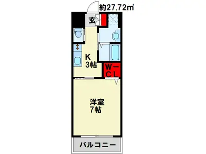 キャトルセゾン中井(1K/9階)の間取り写真