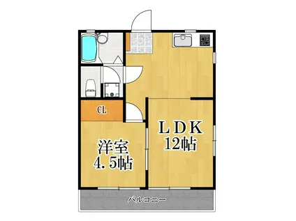 メゾン上台(1LDK/1階)の間取り写真