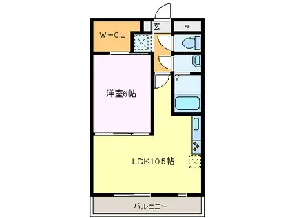 クァトロ(1LDK/1階)の間取り写真