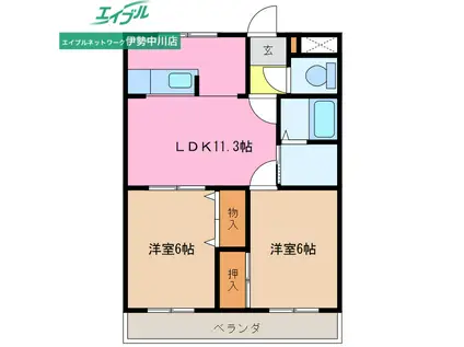 ヴィラNAKAGAWA(2LDK/1階)の間取り写真