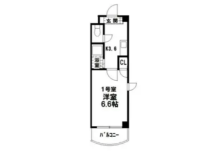ドエル南本町(1K/12階)の間取り写真