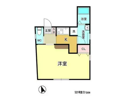 SIMODA新宿上落合(1K/4階)の間取り写真