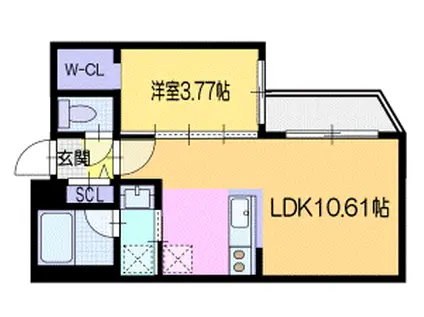 ラシュエットN7E8(1LDK/2階)の間取り写真