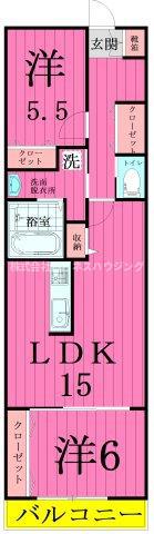 ボヌールメゾンC(2LDK/2階)の間取り写真