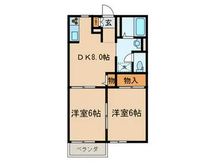 アビタシオン松江B(2DK/2階)の間取り写真