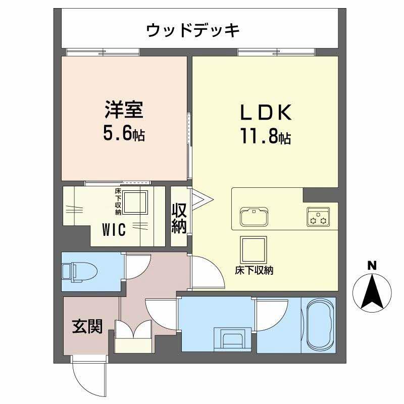 グランコート北浦(1LDK/1階)の間取り写真
