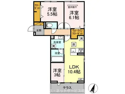 リシェスみのり台 A棟(3LDK/1階)の間取り写真