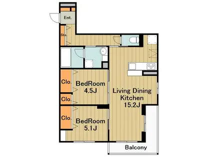 メリディアン ウエスト(2LDK/3階)の間取り写真