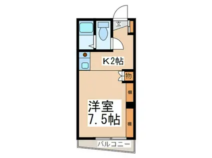 コーポアルカディアⅠ(1K/1階)の間取り写真