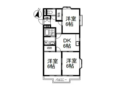 ボン・リビエール I(3DK/2階)の間取り写真