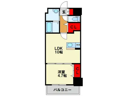 エルザグランツ戸畑千防(1LDK/15階)の間取り写真