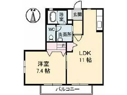 メゾン・アンジュA棟(1LDK/1階)の間取り写真