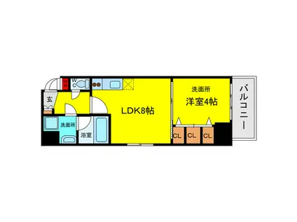 北浜プライマリーワン(1LDK/7階)の間取り写真