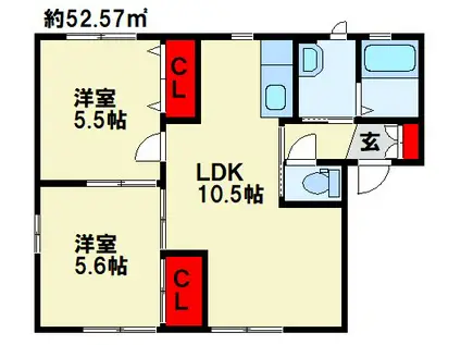エスペランスONO(2LDK/1階)の間取り写真