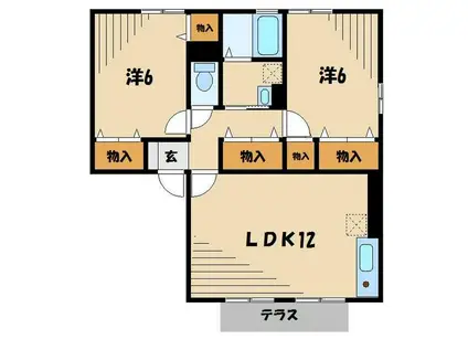セーラム小仙波(2LDK/2階)の間取り写真