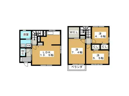 セレーノ A棟(3LDK/1階)の間取り写真