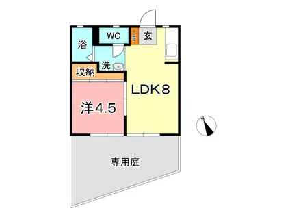 AKASAKI APARTMENT(1LDK/1階)の間取り写真