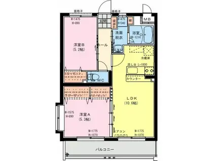 マリア・レ・セーナ(2LDK/1階)の間取り写真