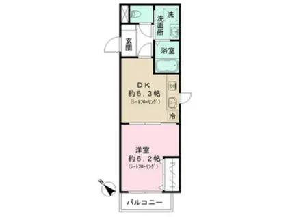 セレナモンド(1DK/2階)の間取り写真