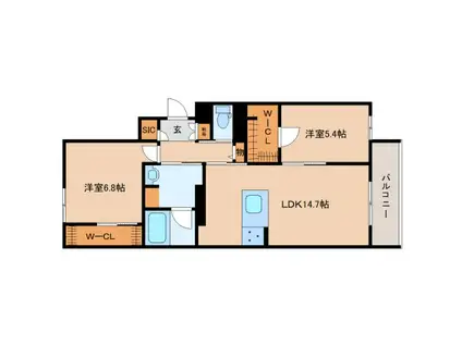 シャーメゾンアイメール(2LDK/1階)の間取り写真