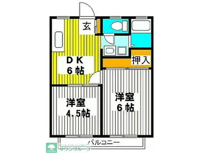 フローラル中尾(2DK/2階)の間取り写真