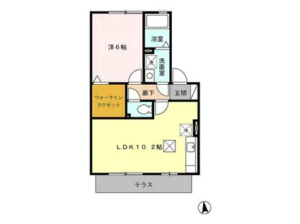 アクティブ C棟(1LDK/1階)の間取り写真