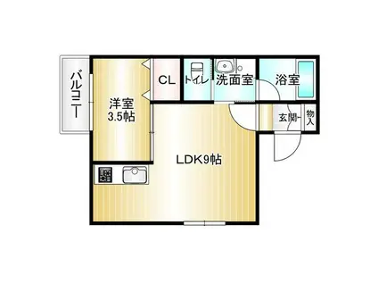 シャルム魚住(1LDK/2階)の間取り写真