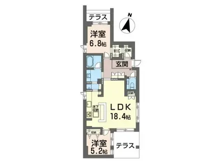 アロン・ド・赤堤(2LDK/1階)の間取り写真