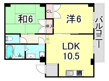 ヴィラ甑岩(2LDK/1階)の間取り写真